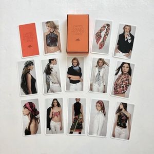 Hermes box of scarf knotting cards, 21 cards total